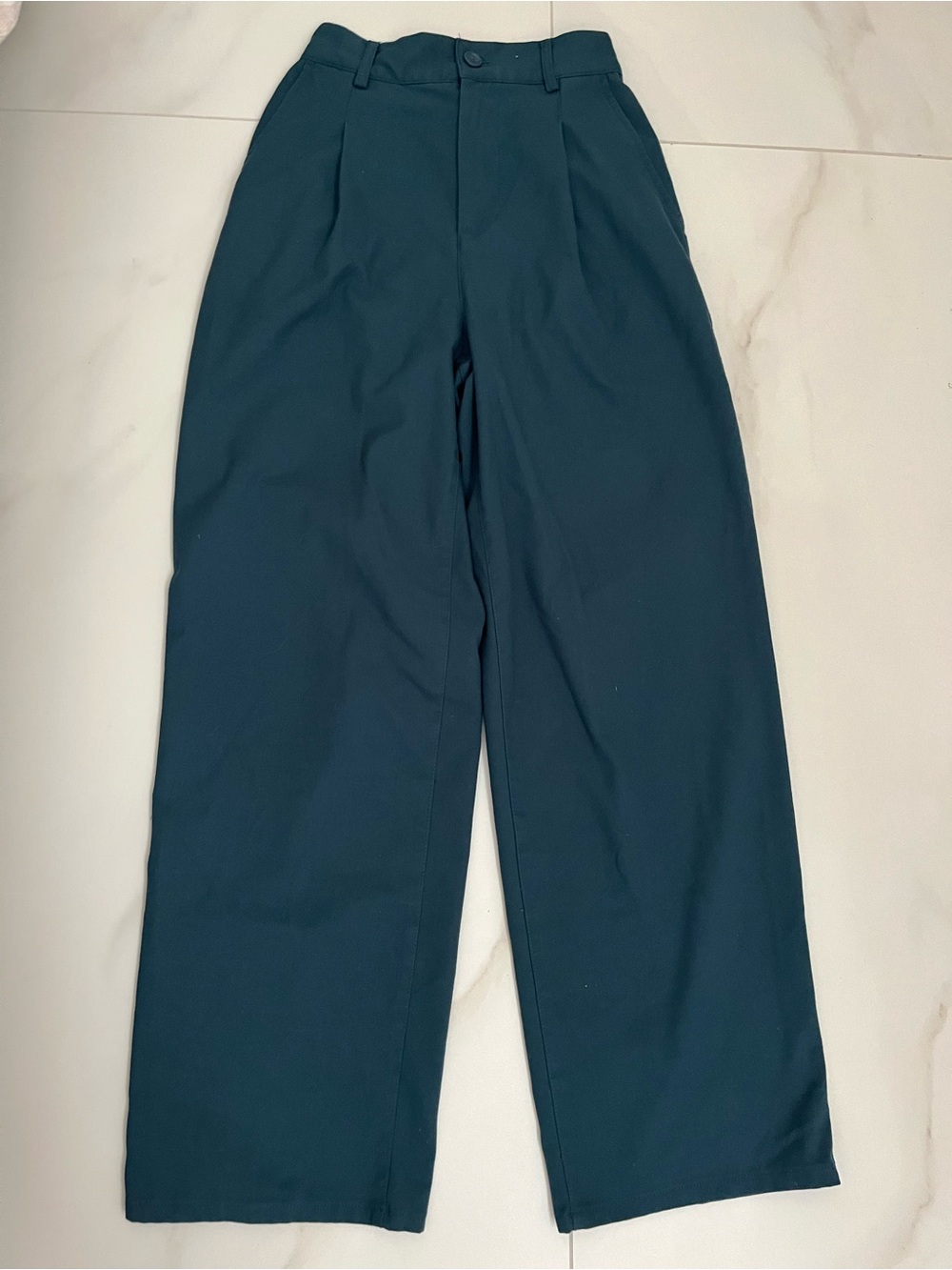 Urban Outfitters High-Waist Wide Leg Pants in Deep Teal XS - Picture 2 of 13